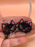 Black kitty earrings