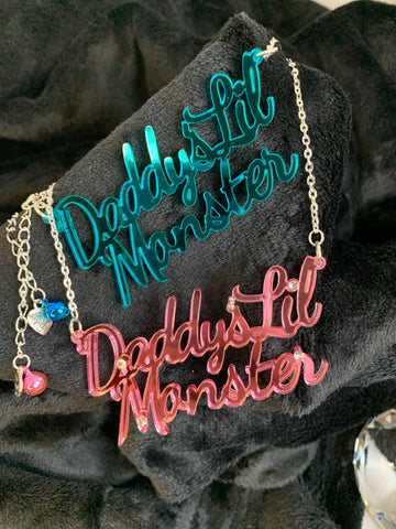 Daddy’s lil monster slogan necklace