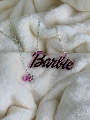 Barbie slogan necklace