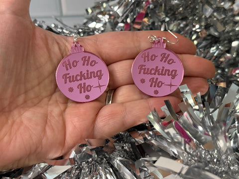 Ho ho fucking ho earrings - Inappropriate baubles