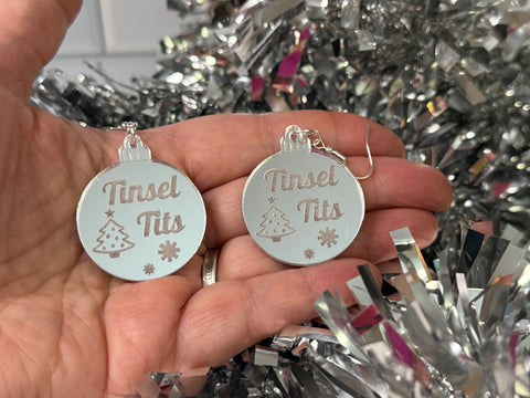 Tinsel tits earrings - Inappropriate baubles