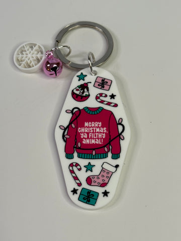 Merry Christmas ya filthy animal keyring