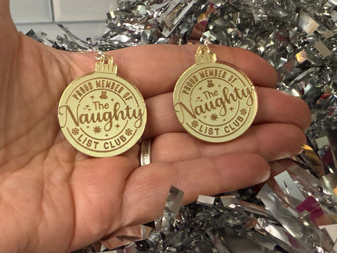 Naughty list proud member earrings - Inappropriate baubles