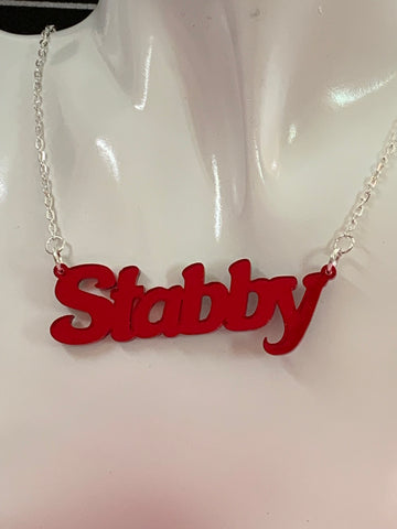 Stabby slogan necklace