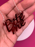 Bite me slogan necklace