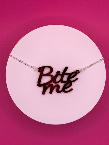 Bite me slogan necklace