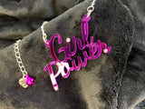 Girl power slogan necklace