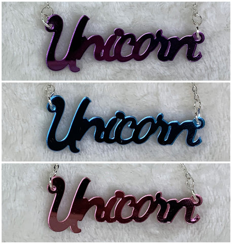 Unicorn slogan necklace