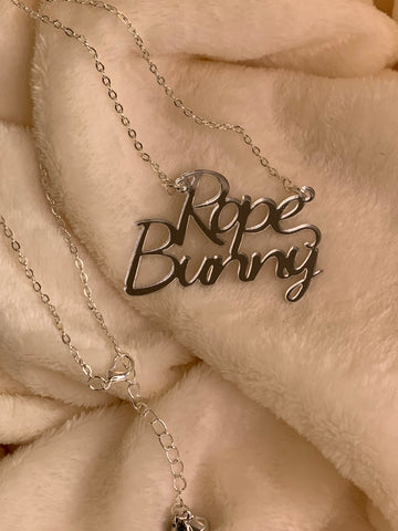 Rope bunny slogan necklace