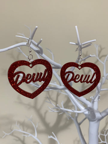 Devil slogan earrings