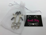 Silver charm handcuff adjustable nipple clamps with bells