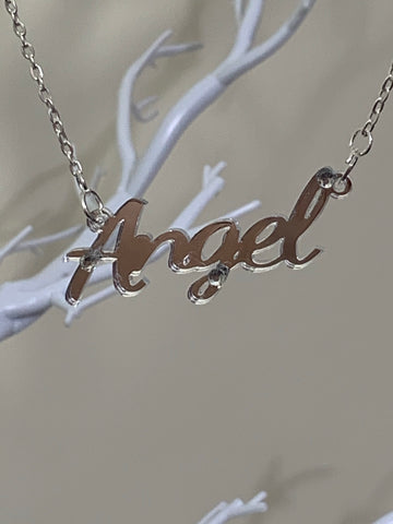 Angel slogan necklace