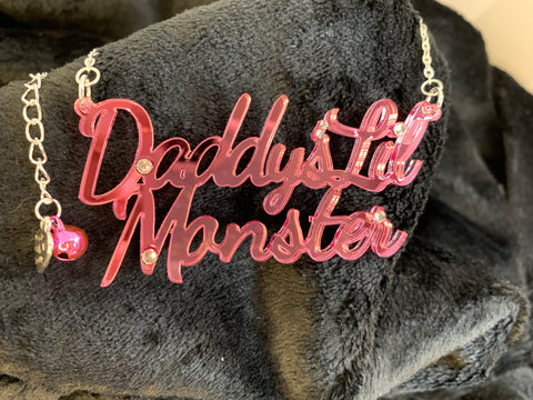 Daddy’s lil monster slogan necklace