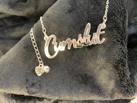 Cumslut slogan necklace