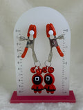 Masked guard (Squid games inspired) adjustable nipple clamps with bells